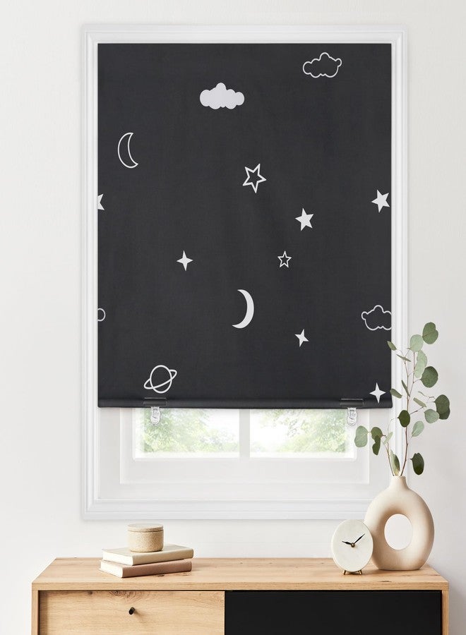 LazBlinds 100% Blackout Roller Shades, No Tools No Drill Cordless Blinds for Windows, Thermal Insulated UV Protection Privacy Window Shades for Bedroom (48''W x 72''H, Stars) - Image 1